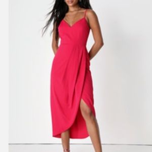 Lulus Reinette Hot Pink Midi Dress